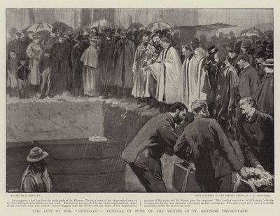 The Loss of the Mohegan, Funeral of Some of the Victims in St Keverne Churchyard by Joseph Nash